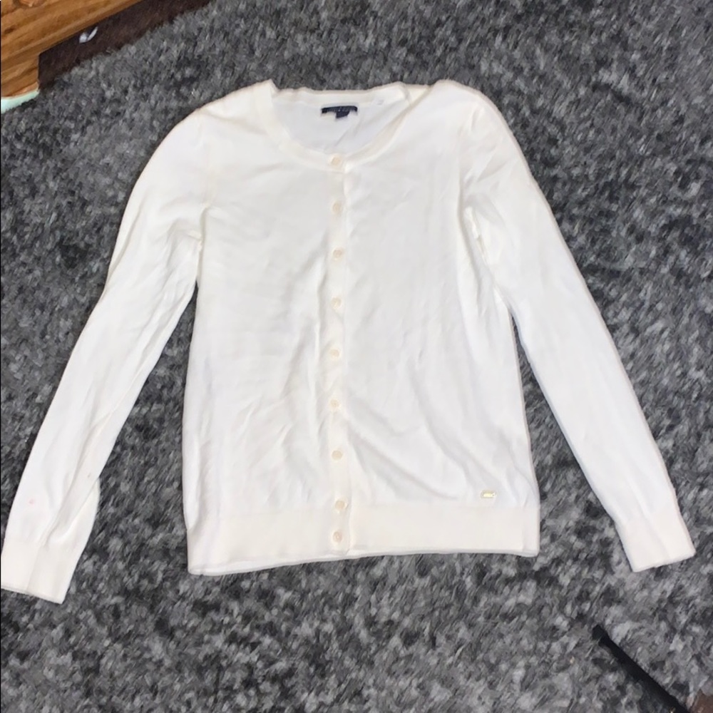All white cardigan sweater